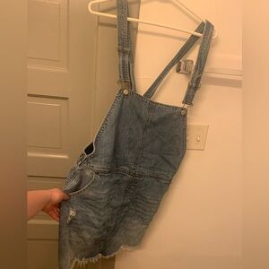 Arizona Jeans Arizona Jean Co Blue Distressed Denim Mini Skirt Overalls